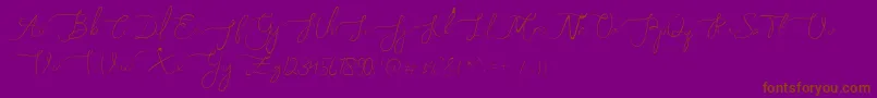 Melly Eret-Schriftart – Braune Schriften auf violettem Hintergrund