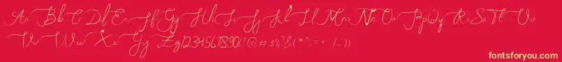 Melly Eret-Schriftart – Gelbe Schriften auf rotem Hintergrund