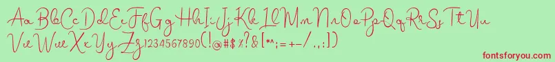 melodie Font – Red Fonts on Green Background