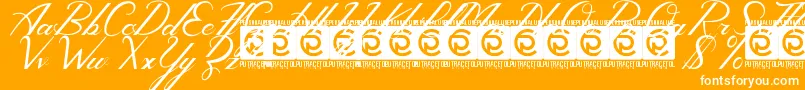 MelodiousScript Free-Schriftart – Weiße Schriften auf orangefarbenem Hintergrund