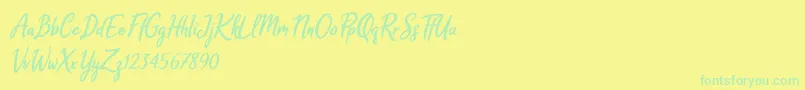 Melodya Chatrina Italic-fontti – vihreät fontit keltaisella taustalla