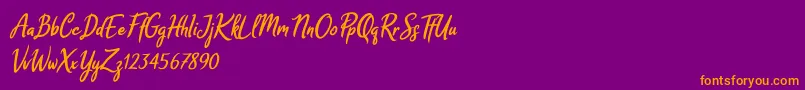 Melodya Chatrina Italic Font – Orange Fonts on Purple Background