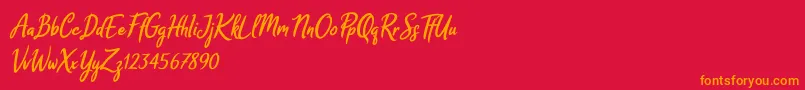 Melodya Chatrina Italic Font – Orange Fonts on Red Background