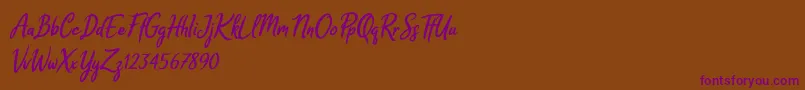 Melodya Chatrina Italic Font – Purple Fonts on Brown Background