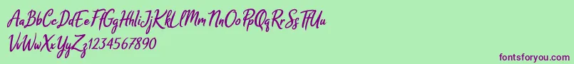 Melodya Chatrina Italic Font – Purple Fonts on Green Background