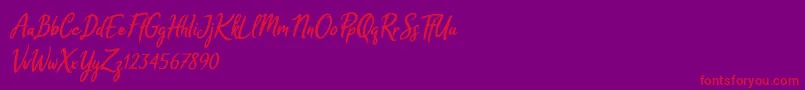 Melodya Chatrina Italic Font – Red Fonts on Purple Background