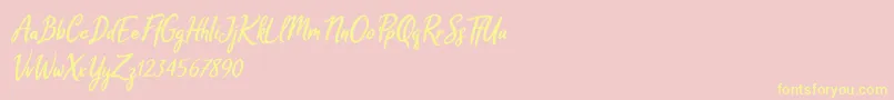 Melodya Chatrina Italic Font – Yellow Fonts on Pink Background