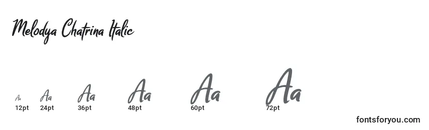 Размеры шрифта Melodya Chatrina Italic