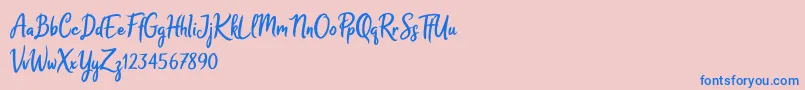 Melodya Chatrina Font – Blue Fonts on Pink Background