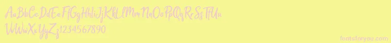 Melodya Chatrina-Schriftart – Rosa Schriften auf gelbem Hintergrund