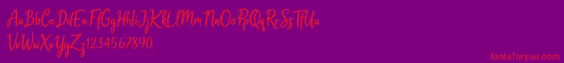 Melodya Chatrina Font – Red Fonts on Purple Background