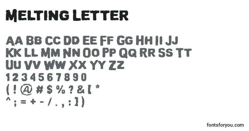 Czcionka Melting Letter – alfabet, cyfry, specjalne znaki