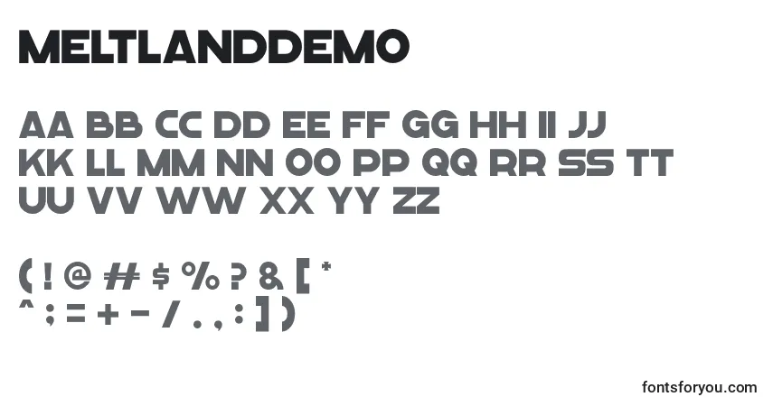 MeltlandDemo-fontti – aakkoset, numerot, erikoismerkit