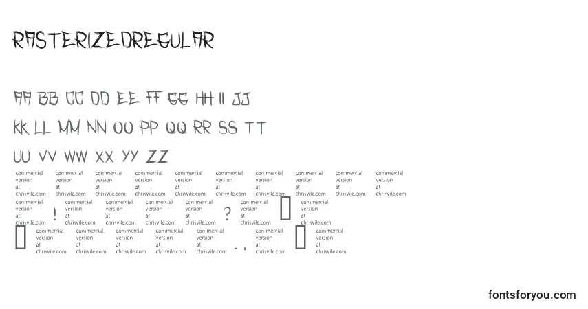 Schriftart RasterizedRegular – Alphabet, Zahlen, spezielle Symbole