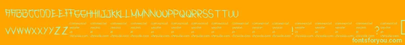 RasterizedRegular-fontti – vihreät fontit oranssilla taustalla