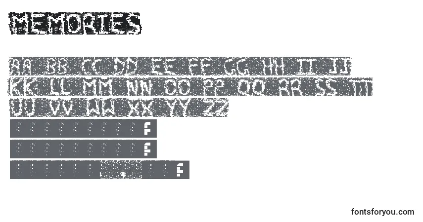 Czcionka Memories (134062) – alfabet, cyfry, specjalne znaki