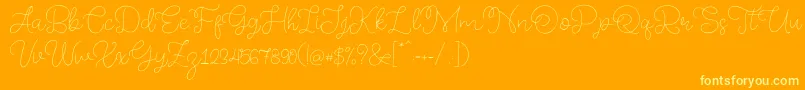 Memory of 2018-Schriftart – Gelbe Schriften auf orangefarbenem Hintergrund