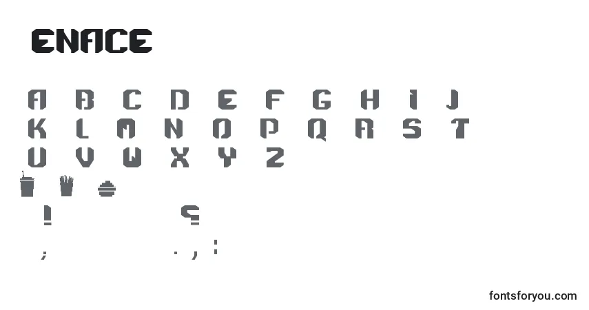 A fonte Menace (134065) – alfabeto, números, caracteres especiais