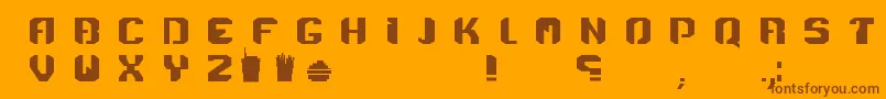 Menace-Schriftart – Braune Schriften auf orangefarbenem Hintergrund