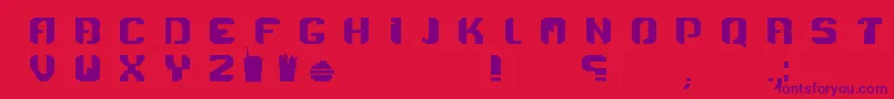 Menace-Schriftart – Violette Schriften auf rotem Hintergrund