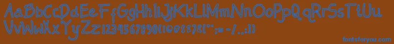 Mendowan outline-Schriftart – Blaue Schriften auf braunem Hintergrund