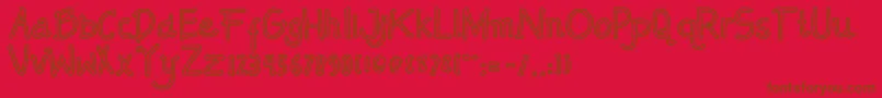 Mendowan outline-Schriftart – Braune Schriften auf rotem Hintergrund