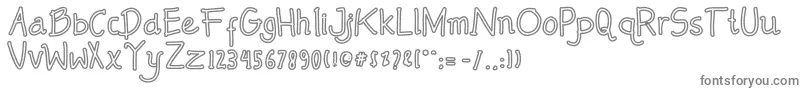 フォントMendowan outline – 白い背景に灰色の文字