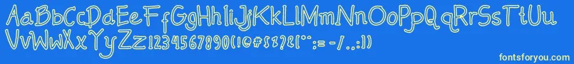 Mendowan outline Font – Yellow Fonts on Blue Background