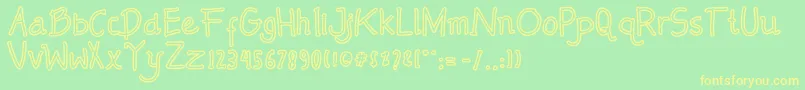 Mendowan outline Font – Yellow Fonts on Green Background