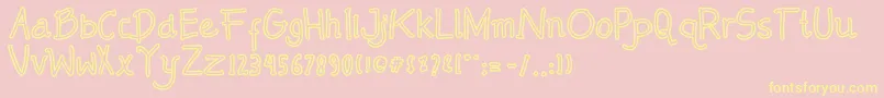 Mendowan outline Font – Yellow Fonts on Pink Background