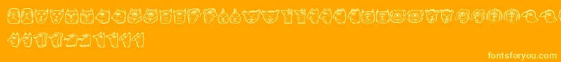 Menge-Schriftart – Gelbe Schriften auf orangefarbenem Hintergrund