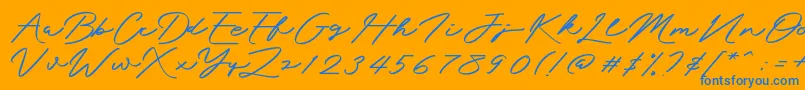 Mengkengs Font – Blue Fonts on Orange Background
