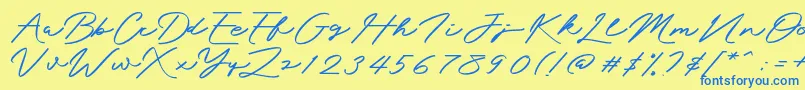 Mengkengs Font – Blue Fonts on Yellow Background