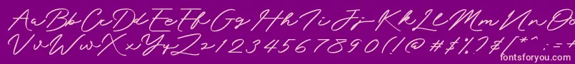 Mengkengs-Schriftart – Rosa Schriften auf violettem Hintergrund