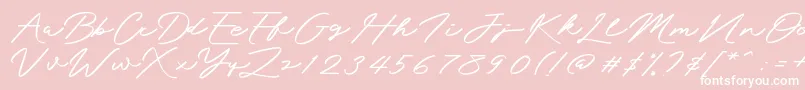 Mengkengs-Schriftart – Weiße Schriften auf rosa Hintergrund