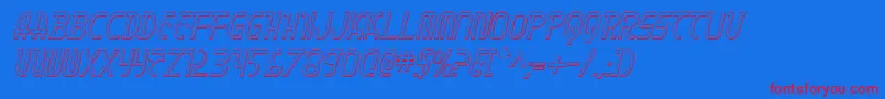 Moondart3Di-Schriftart – Rote Schriften auf blauem Hintergrund