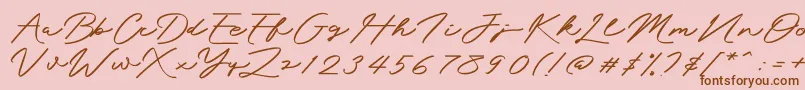 Mengkengs-Schriftart – Braune Schriften auf rosa Hintergrund