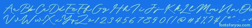 Mengkengs Font – Green Fonts on Blue Background