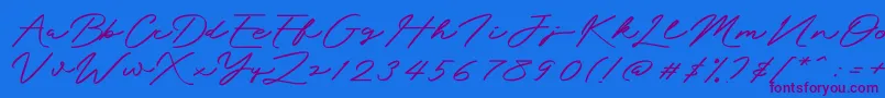 Mengkengs-Schriftart – Violette Schriften auf blauem Hintergrund