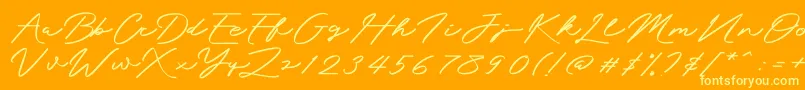 Mengkengs-Schriftart – Gelbe Schriften auf orangefarbenem Hintergrund