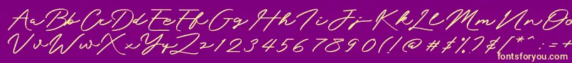 Mengkengs-Schriftart – Gelbe Schriften auf violettem Hintergrund