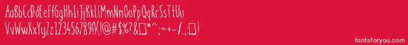 フォントmeninpink Regular – 赤い背景にピンクのフォント