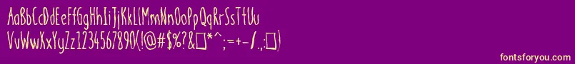 Fonte meninpink Regular – fontes amarelas em um fundo roxo
