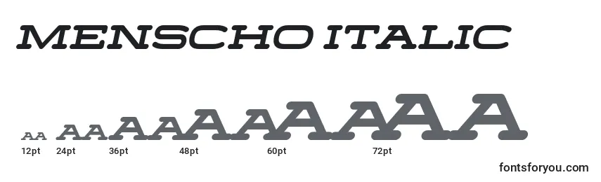 Rozmiary czcionki Menscho Italic