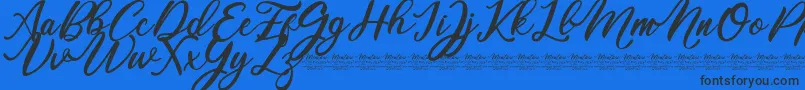 Mentari-Schriftart – Schwarze Schriften auf blauem Hintergrund