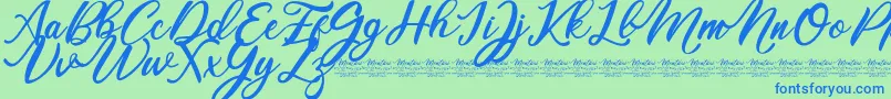Mentari Font – Blue Fonts on Green Background