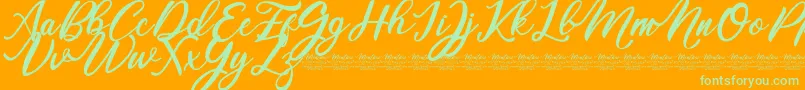 Mentari Font – Green Fonts on Orange Background