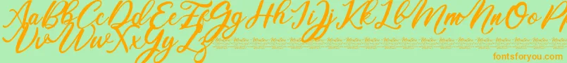 Mentari Font – Orange Fonts on Green Background