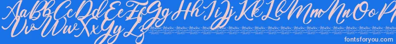 Mentari Font – Pink Fonts on Blue Background