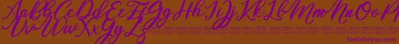 Mentari-Schriftart – Violette Schriften auf braunem Hintergrund